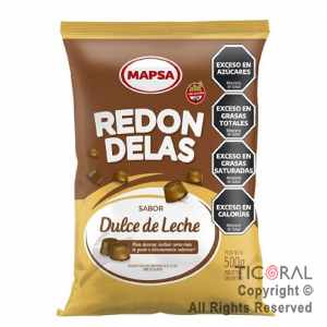 BOMBON REDONDELAS RELLENAS DE DULCE DE LECHE X 500 GR MAPSA